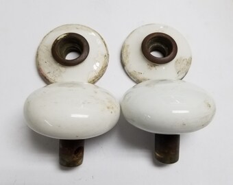 White Ceramic Antique Doorknob & Rosette Set