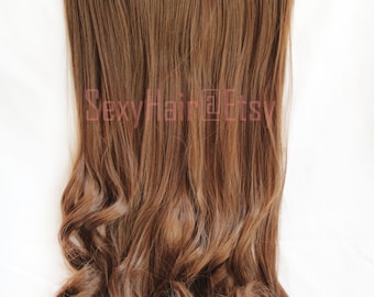 24 "Chestnut Brown Hair Extension, One Piece Extension, Multi-Weft Clip in Extension, Light Brown Hair Extensions, Thick Hair, Extensions