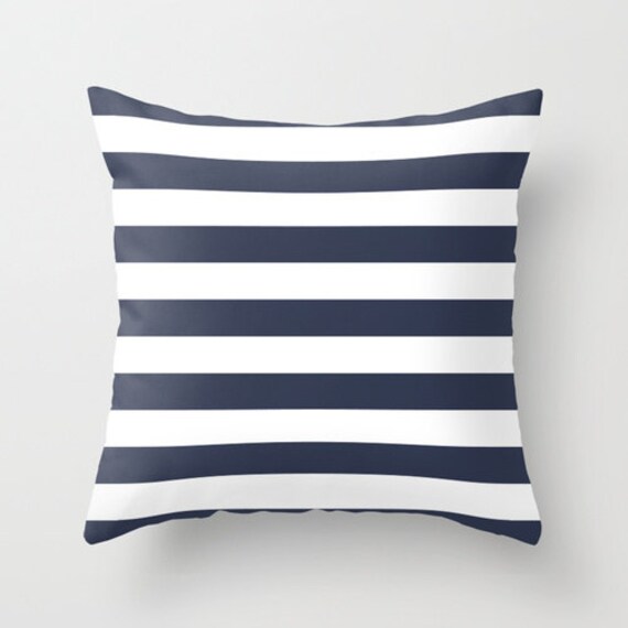 Nautical Stripes Pillow Cover choose color navy pillow blue