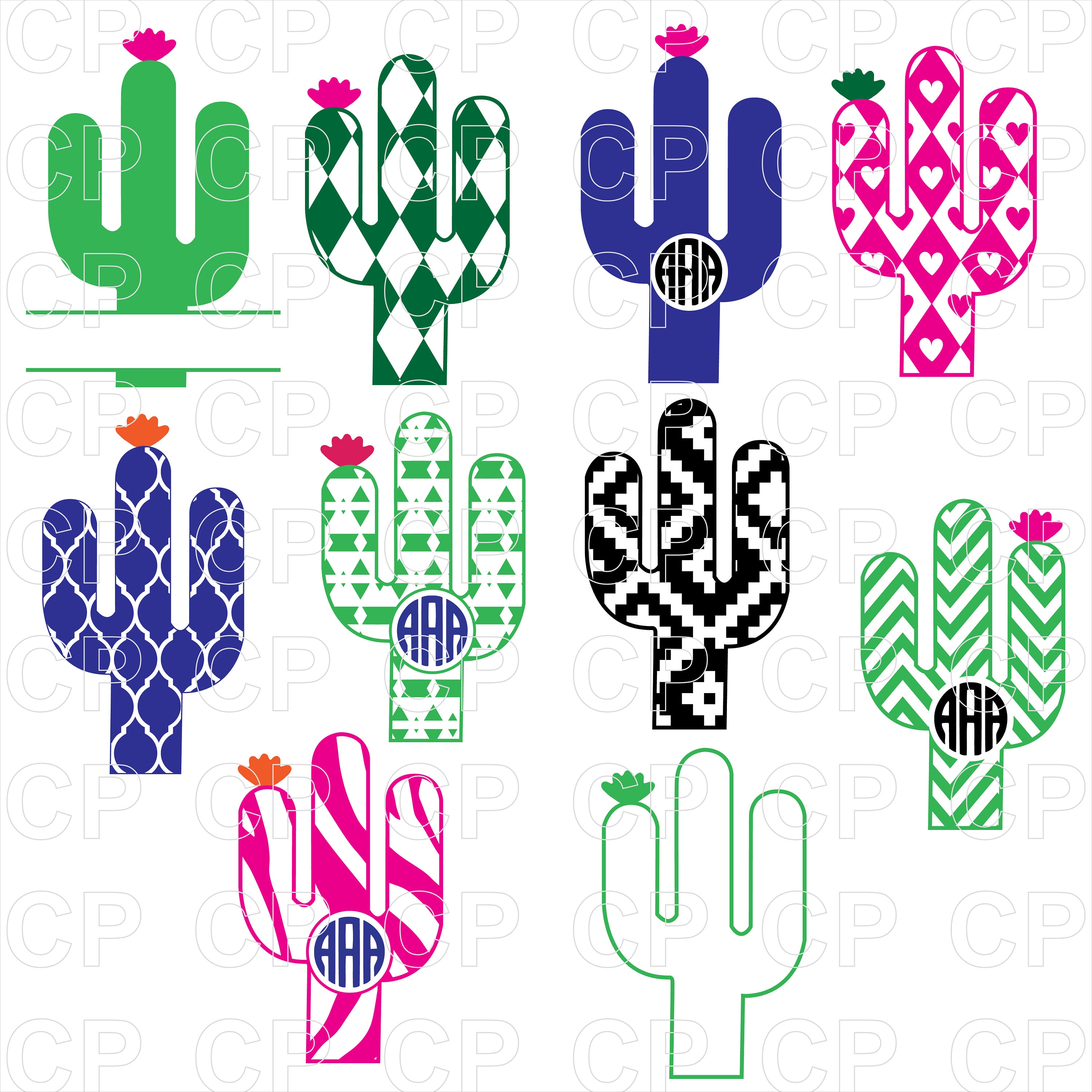 Download Cactus SVG Cut Files Cactus Clipart Monogram Cactus