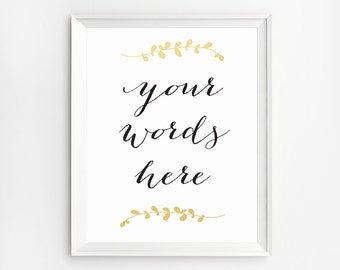 Custom Print, Personalized Printable, Personalized Wall Art, Custom Prints, Personalized Print, Typography Art, Gold Custom Gift, Laurels