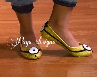 Minion Glitter Flat Shoes, Ballet flats,