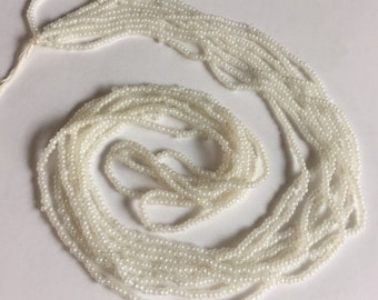 Vintage European Micro Seed Beads - WHITE PEARL