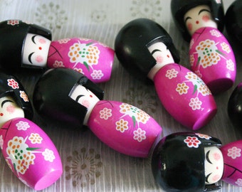 PINK Sakura chan - 1 Wooden Japanese Kokeshi doll