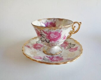 Royal Sealy China Pink Floral Tea Cup and Saucer