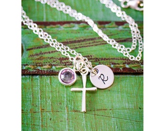 Cross Necklace Sterling Silver Cross Gift • Easter First Communion Gift Girl Baptism Gift Confirmation • Necklace Religious Gift Christian