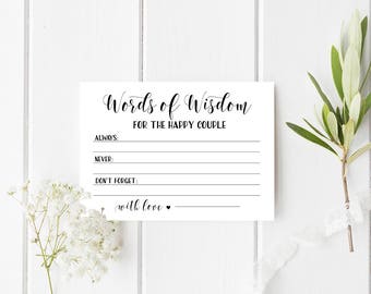 Wedding advice card Words Of wisdom bridal shower Advice for the happy couple cards Newlyweds advice Advice for bride and groom DIY sign