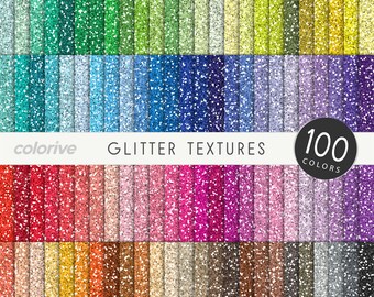 Glitter digital paper 100 rainbow colors seamless glitter textures metallic pink bright pastel printable scrapbooking paper