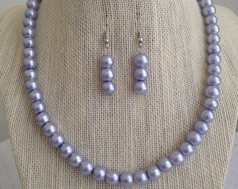 Lilac Purple Necklace, Lilac Wedding Jewelry, Purple Pearl Necklace, Lavender Wedding Jewelry, Bridesmaid Gift, Purple Bridesmaid Necklaces