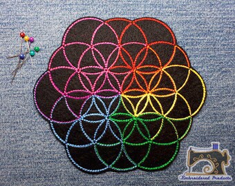 ColdPlay style symbol Flower of life - Big patch - Embroidered patch - Iron on Patch - Sew on Patch