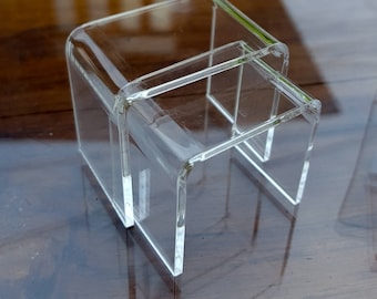 Modern miniature CLEAR Acrylic Nesting End Table Coffee Table 2pc Scale 1:12 for dollhouse