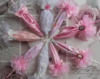 Five umbrella parasol d ornaments worn shabby chic