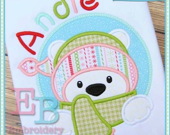 Polar Bear Peeker Applique - This design is to be used on an embroidery machine. Instant Download