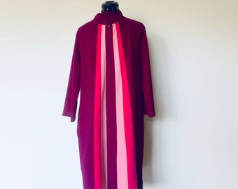70s Mod Purple Color Block Robe Long Sleeves by Space Age Size L Loungewear by JC Penny