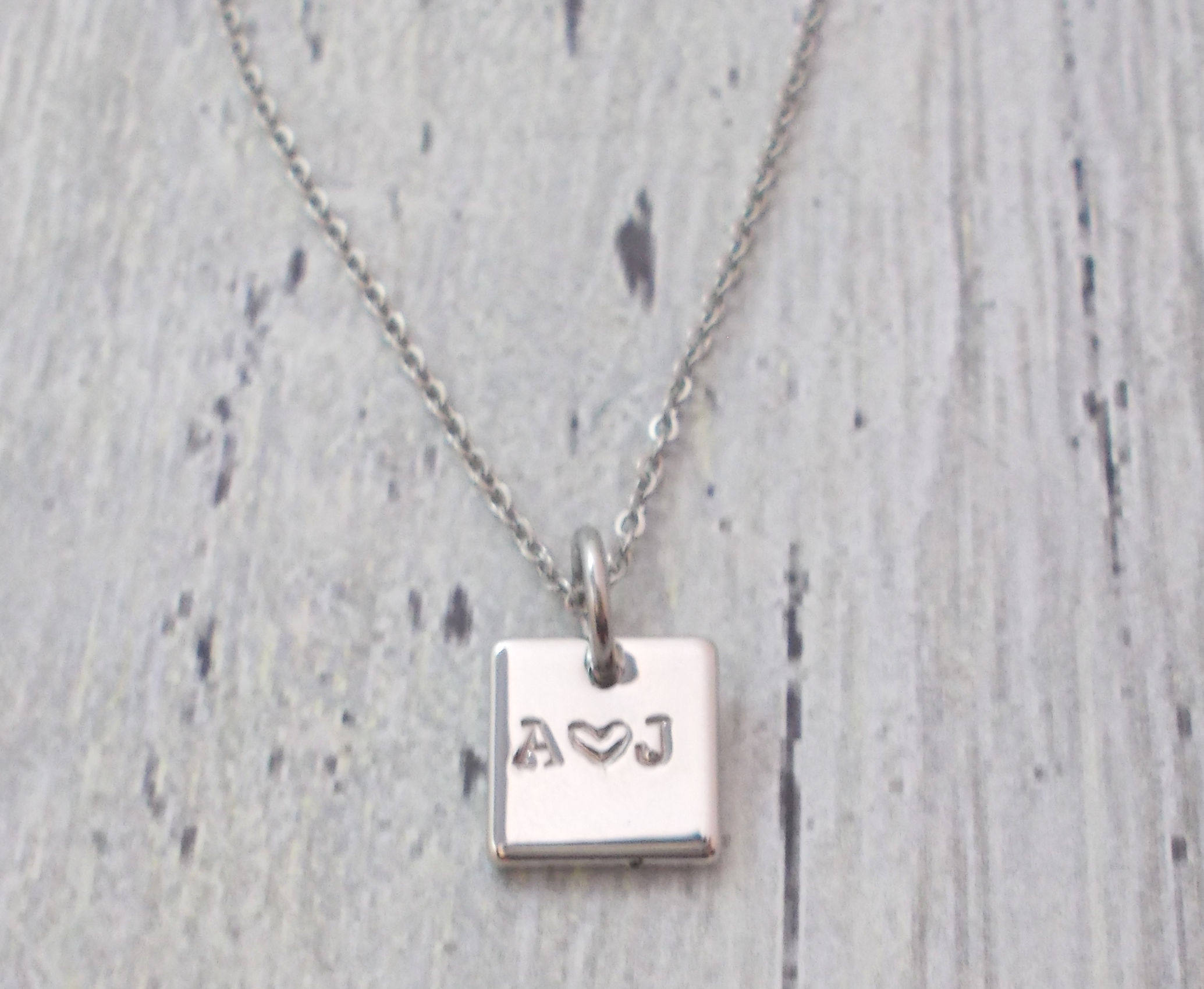 Personalized Square Necklace Initial Necklace Couples
