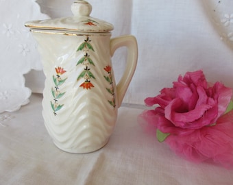 Covered Jug - Creamer - Hot Water Jug - Pot - Japan - Royal Trico - Hand Painted - Vintage