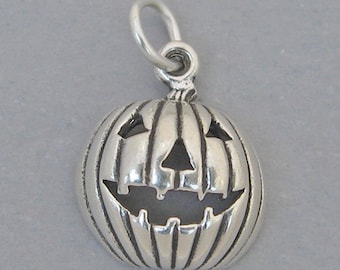 JACK O LANTERN Pumpkin Halloween Sterling Silver 925 Charm Pendant 1851
