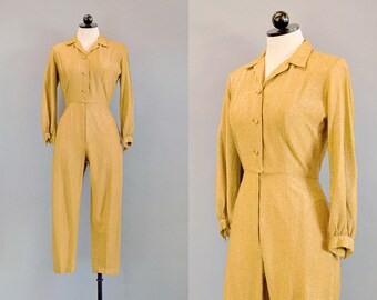 50s Jumpsuit // 1950’s Gold Lurex Jumpsuit // S-M