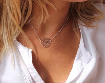 Mandala silver chain necklace