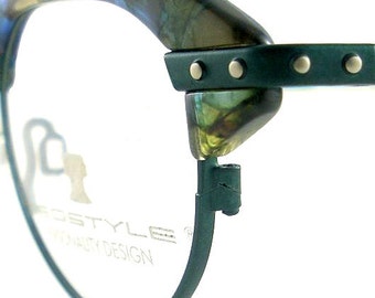 Vintage Club Glasses Eyeglasses Sunglasses New Frame Eyewear Silver Studs Emerald