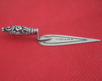 Antique Edwardian Sterling Silver Trowel Bookmark - 1904