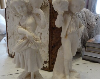 Vintage Shabby Cottage Chic Victorian Figurines
