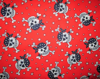 SKULL CROSSBONES PIRATE Cotton Fabric 1.72 Yards