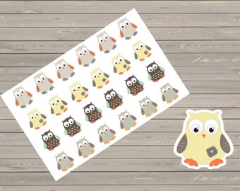 Shown In An Erin Condren Planner, Stickers, 24 Boy Owl Stickers, Planner Stickers