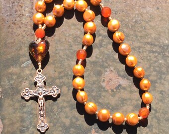 Copper Pearl and Carnelian Anglican Rosary Protestant Prayer Beads Episcopal Rosary Episcopal Prayer Beads