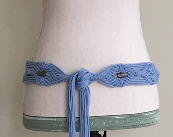 Braided Macrame Woven Belt Vintage 70s Adjustable Tie Waist Ethnic Boho Festival Crochet