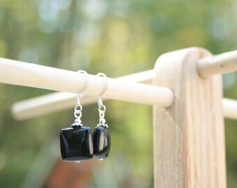 Handmade Earrings Black Onyx Earrings Black Gemstone Earrings Black Onyx Dangle Black Onyx Gemstone Earrings Black Earrings Black Dangle