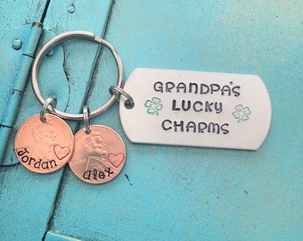 Grandpa Keychain, Fathers Day Gift For Grandpa, Papa Personalized Gift For Him, Grandpa Birthday Gift, From Grandkids