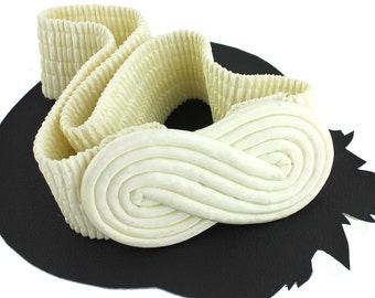 Cream Infinity Satin Buckle on Elastic Vintage Belt