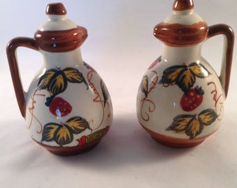 Vintage hand painted ceramic salt and pepper shakers