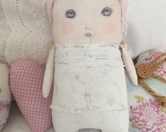 Darling Art Doll - Painted Ragdoll - Gift for Her - Gift for Girls - Nursery Decor Girls - Baby Shower Gift - SKU11