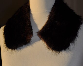 Vintage 1950's Dark Brown Mink Collar- Lined