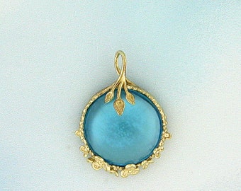 Blue Topaz pendant, 14K Gold Pendant, Blue Topaz and Gold Pendant, Solid Gold Pendant, December birthstone, light blue pendant, solid 14k
