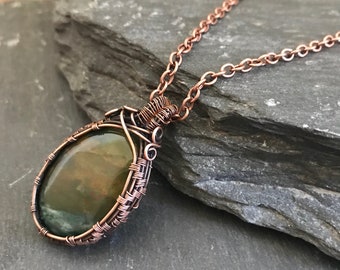 Bloodstone pendant || copper
