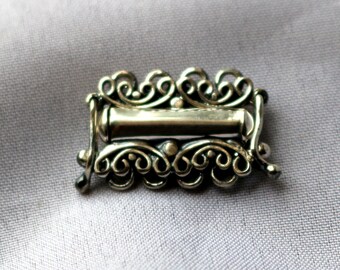 1 Oxidized Sterling Silver 4-strand Filigree box clasp 17.4mm