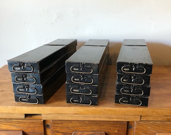Vintage black and gold safety deposit box - lockable, great condition