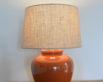 Vintage Burnt Sienna Glazed Porcelain Table Lamp