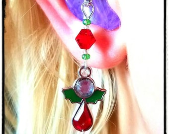 Hearing Aid Charms: Jeweled Tear Drop Christmas Angels made with Glass and Czech Glass Accent Beads!