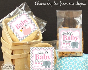 Baby Shower Favors, Personalized Label and Bags, Candy Bag Tag, Elephant Baby Shower, Duck Baby Shower Favors, Cookie Bags, Cello Bags & Tag
