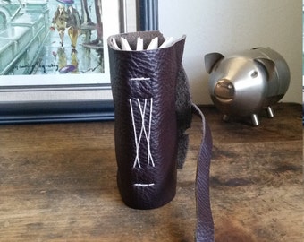 Handmade Leather Journal, Pocket-Size, Dark Brown 3 x 4.5 Journals by The Orange Windmill 1719