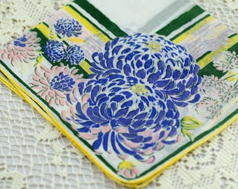 Vintage Hankie, Huge Blue Flower #R-20