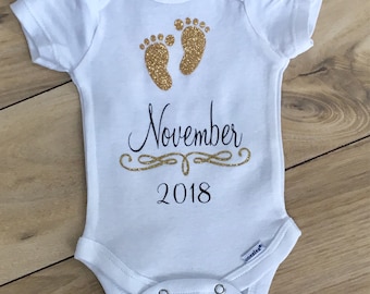 Baby Announcement Onesie Custom Baby Reveal Pregnancy Reveal Adoption Gender Reveal Ideas Personalized Expecting Coming Soon