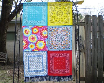 Hippie Bandana Curtain, Hippie Curtain, Hippie Curtain Panel, Boho Curtain, Bohemian Curtain, Colorful Hippie Curtain