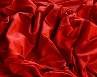 Red Dupioni Silk, 100% Silk Fabric, 44" Wide or 54" Wide, By The Yard (S-117)