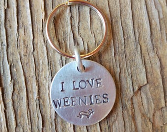 Weenie dog keychain, Doxie Keychain, Dachshund keychain, doxie gift, stocking stuffer, ready to ship, I love weenies