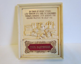 Vintage Bar Sign Molded Plastic Bartender Pub Tavern Plaque Sign Home Bar Decor Man Cave Wall Art